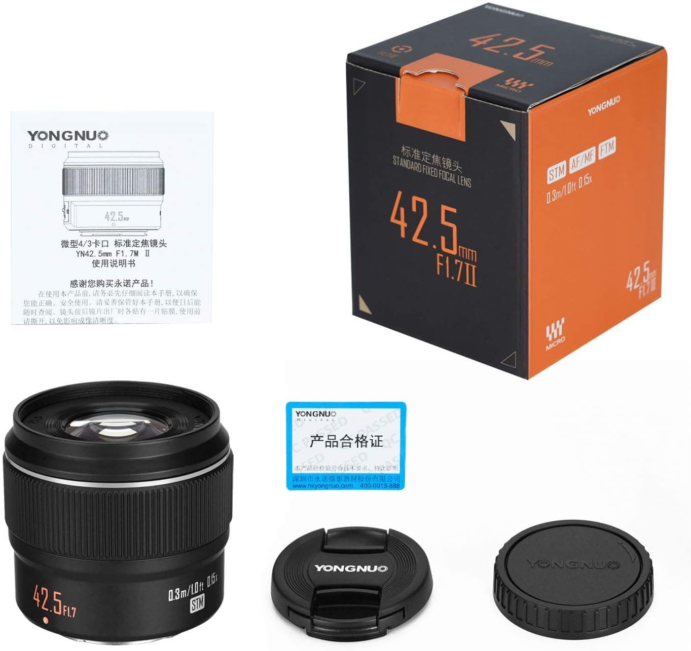 YONGNUO YN42.5mm F1.7M II Auto Focus Fixed Prime Lens for Micro Four Thirds Cameras Black - Image 2
